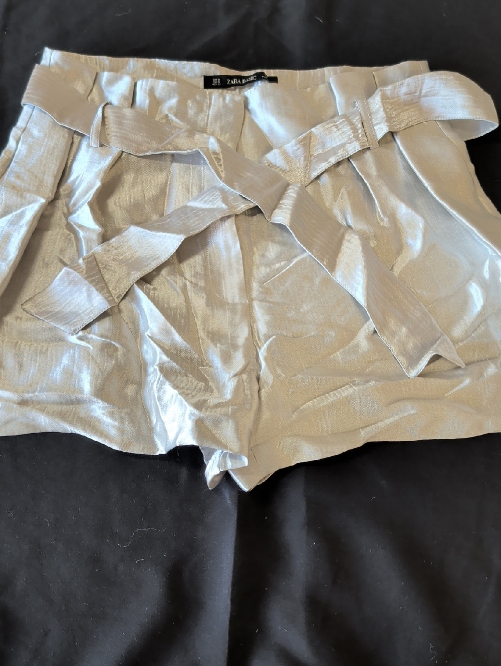Zara Basic Light Silver High Waist Shorts Size M